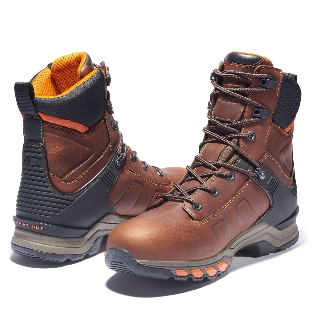 Timberland Μποτακια Εργασίας Ανδρικα Καφε/Μαυρα - Pro® Hypercharge 8\" Soft Toe - Greece 3869574-OB